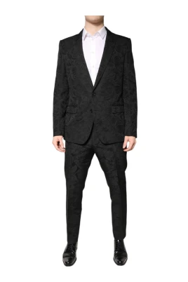 Blommig Jacquard Slim Fit Kostym