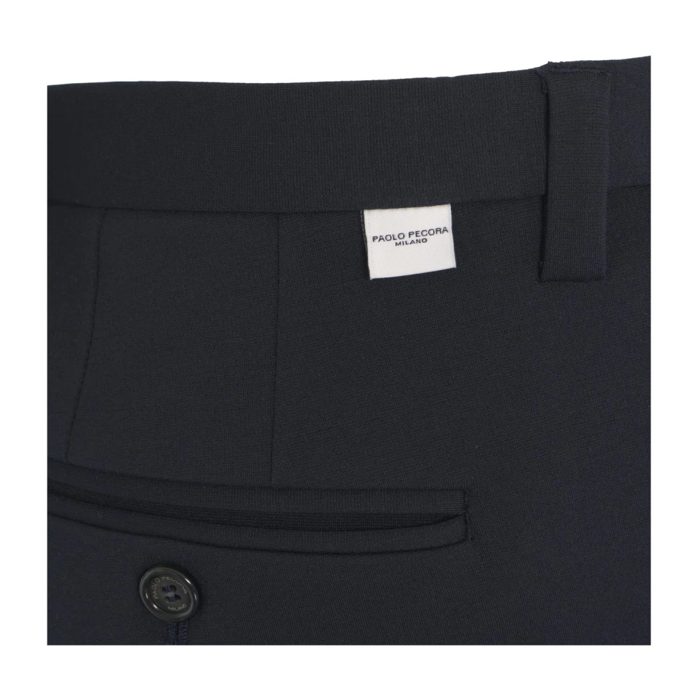 Paolo Pecora Blauwe Jersey Chino Broek Blue Heren