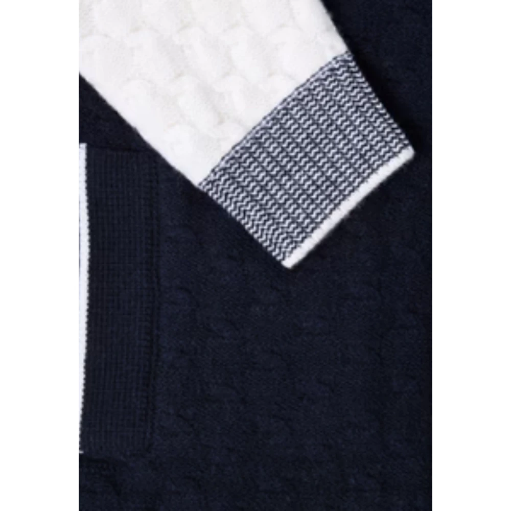 Paolo Pecora Blauwe Merinowol Varsity Sweater Blue Heren