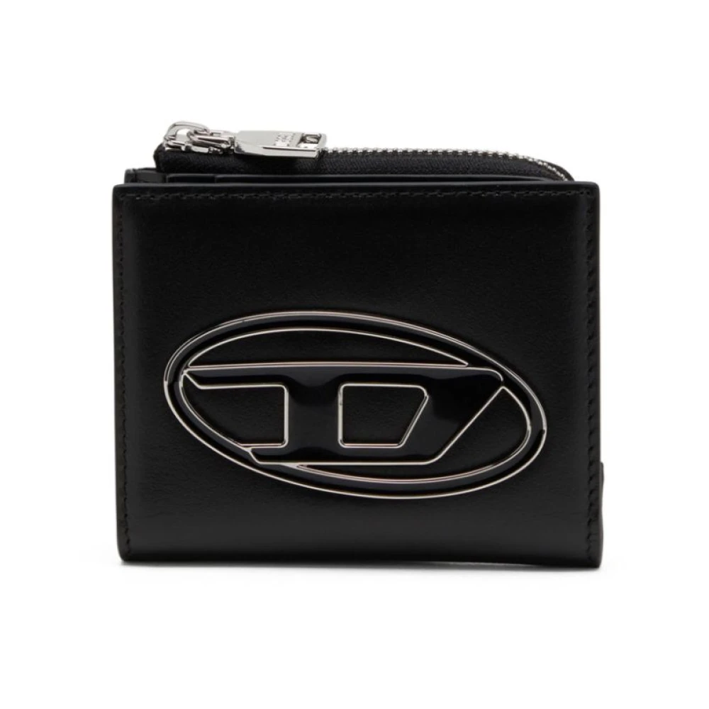 Diesel Zwarte Portemonnee met Logoplaatje Black Dames