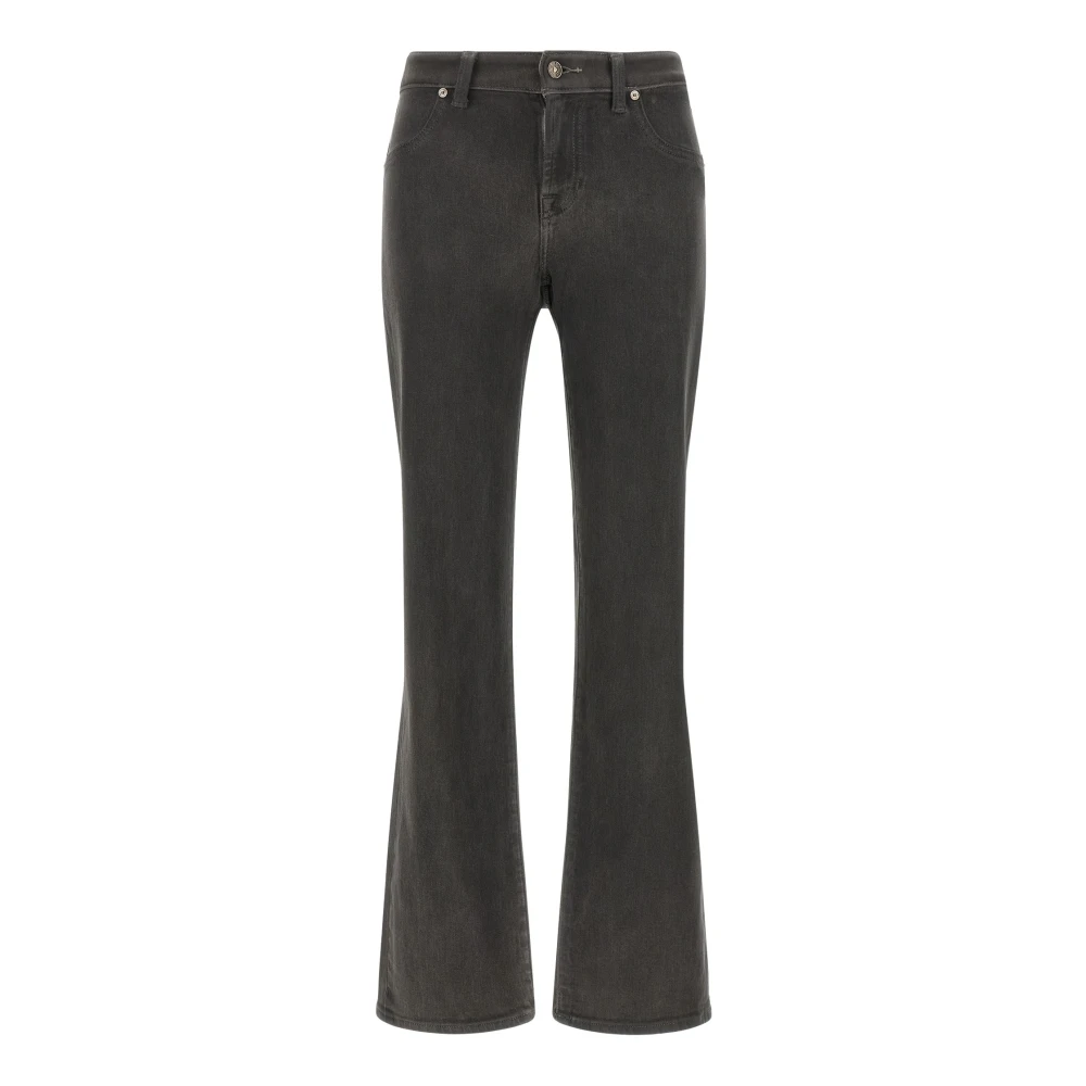 7 For All Mankind Women's Grey Straight Leg Coated Jeans - Image 2