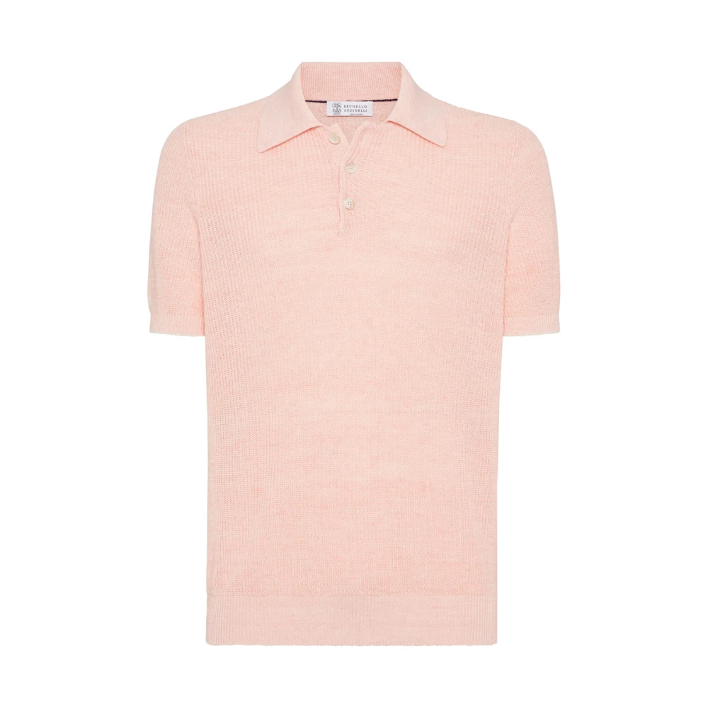 BRUNELLO CUCINELLI Zalmroze Geribbelde Trui Pink Heren