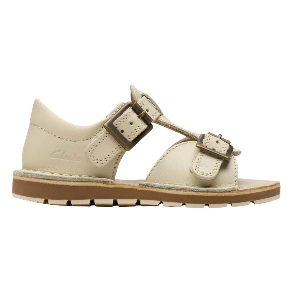 Clarks Girls White Leather Play Sandals For Baby Size 23 Eu