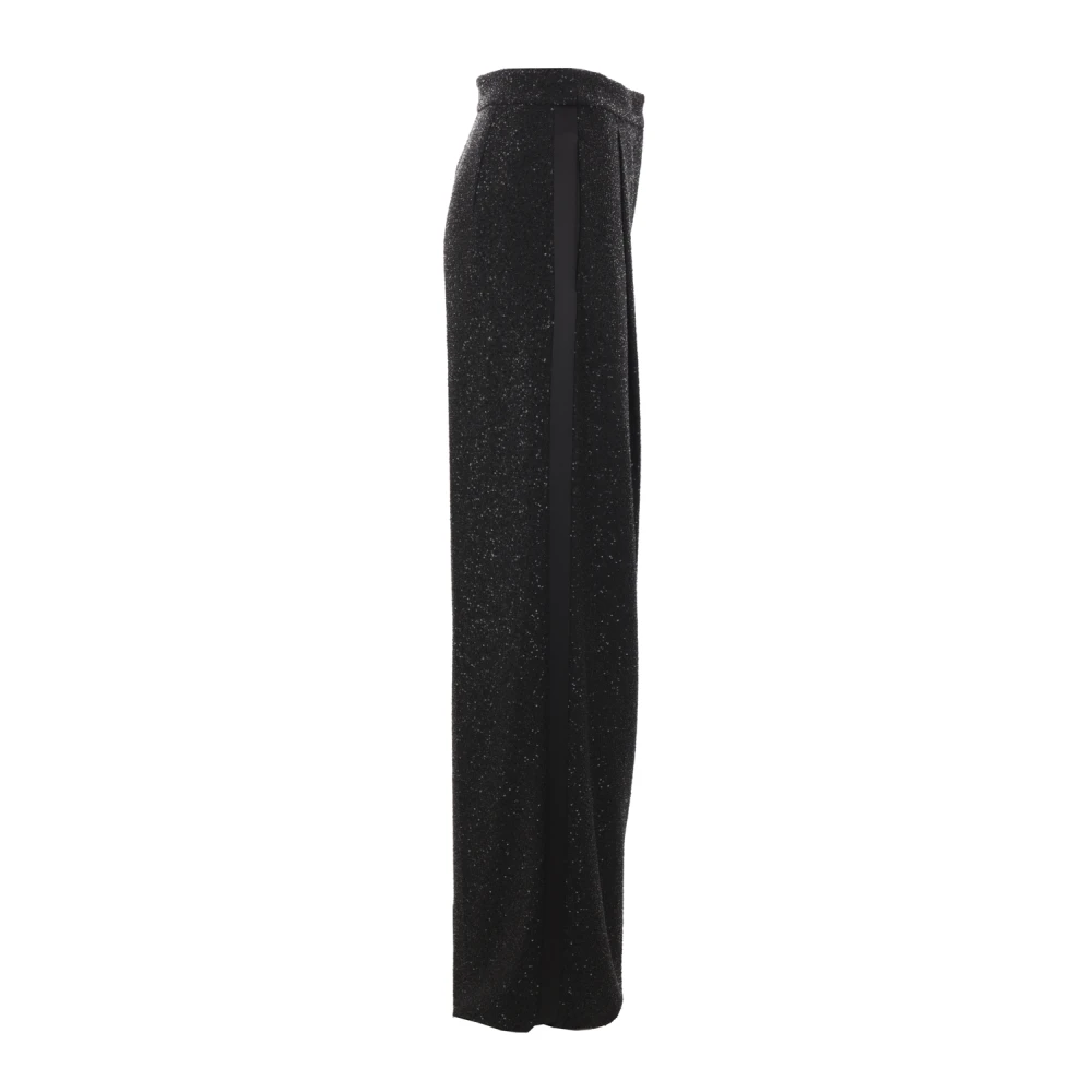 Max Mara Zwarte Pailletten Wijde Pijp Broek Black Dames