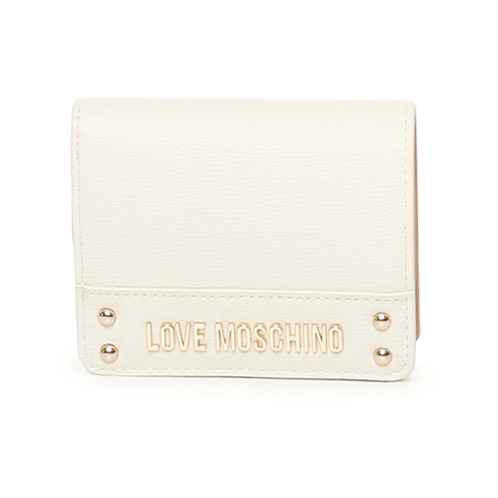 Love Moschino Witte Portemonnee met Gouden Logo White Dames
