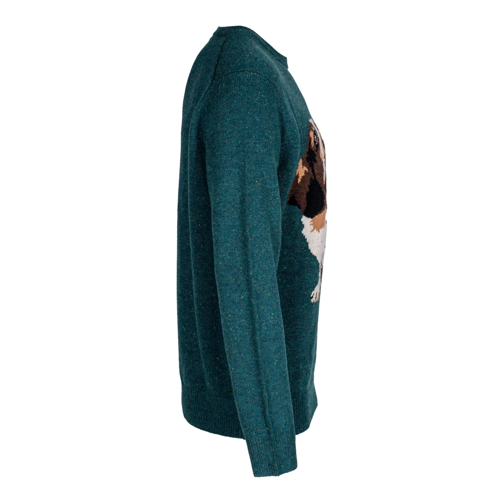 MC2 Saint Barth Heren trui. Ronde hals Regular Fit. Wol. Green Heren