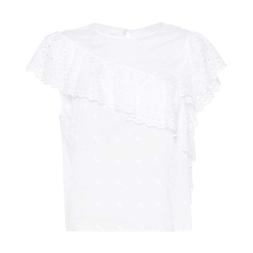 Isabel Marant Étoile Witte Biologisch Katoenen Gerimpelde T-shirt White Dames