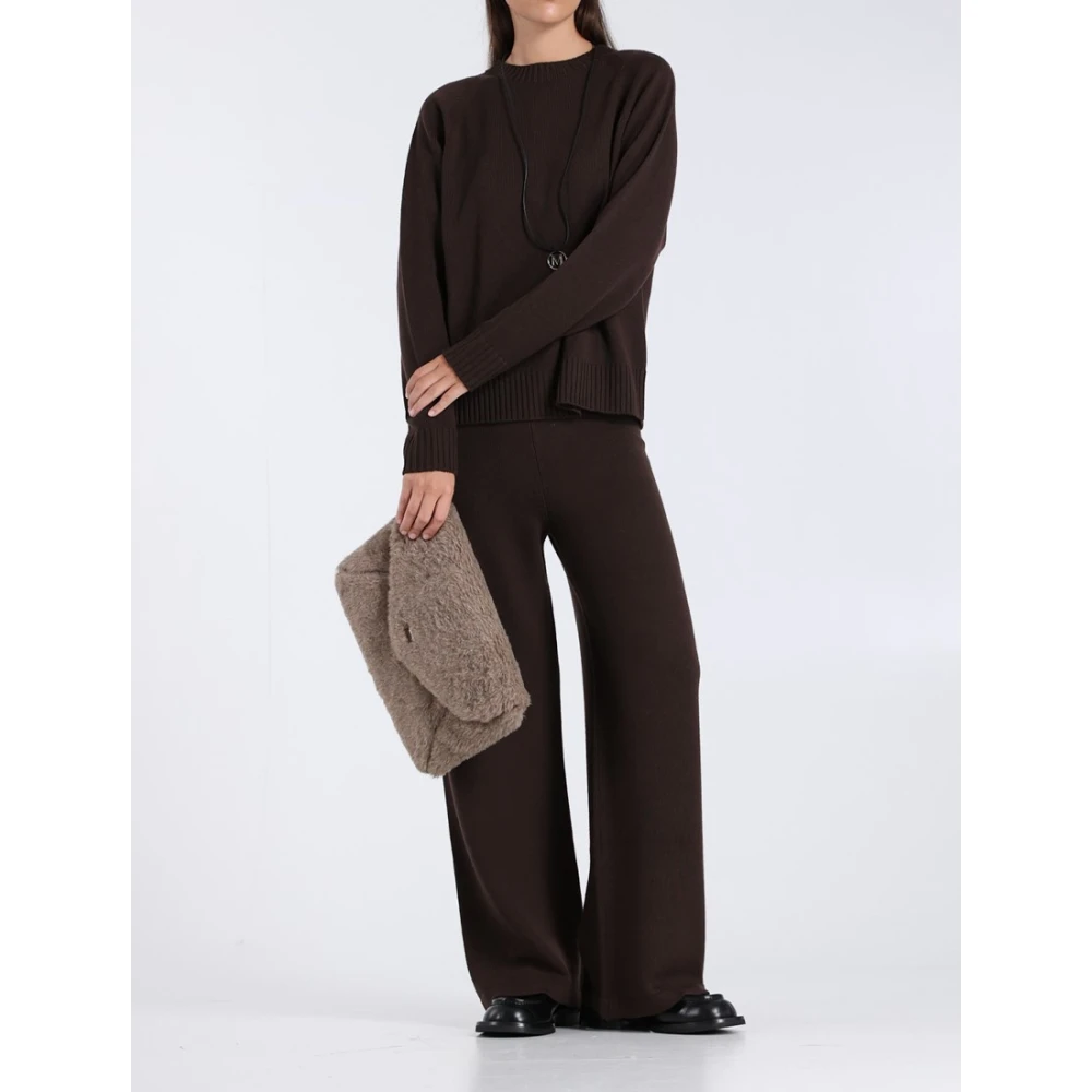 Max Mara Donkerbruine wollen gebreide broek Brown Dames