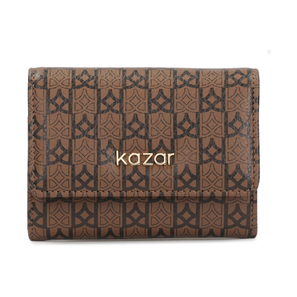 Kazar Bruin leren portemonnee met zwart patroon Brown Dames
