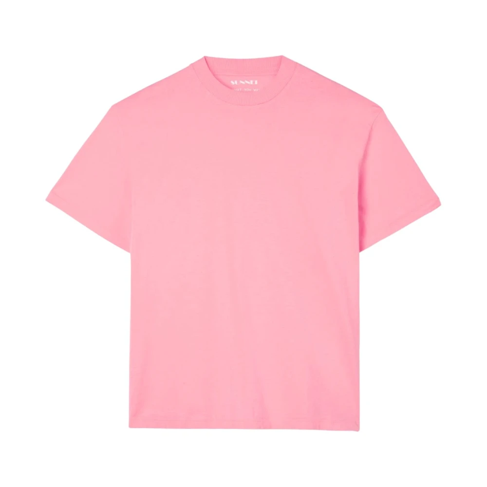 Sunnei Roze katoenen T-shirt met opstrijklogo Pink Heren