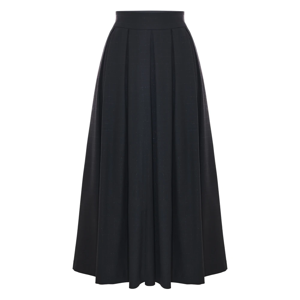 Kocca Flared Midi Skirt with Pleats Black Dames