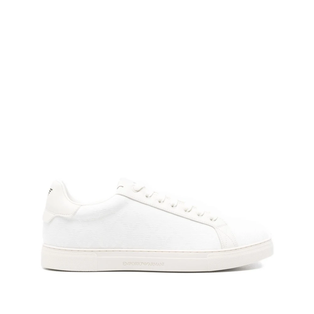 Emporio Armani Nylon Sneakers met Jacquard All-Over Eagle Heren Schoenen Wit
