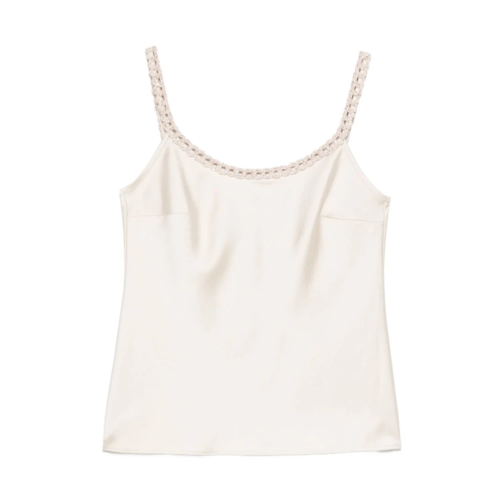 D.exterior Women's White Sleeveless Tops, L, Faux-Satin Top
