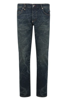 Printed Super Straight Cut Jeans Tattoo