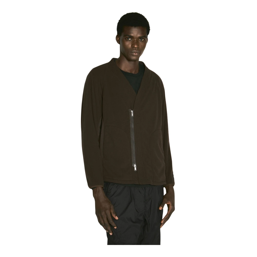 Undercover Contrastpaneel Fleece Blouson Jas Brown Heren