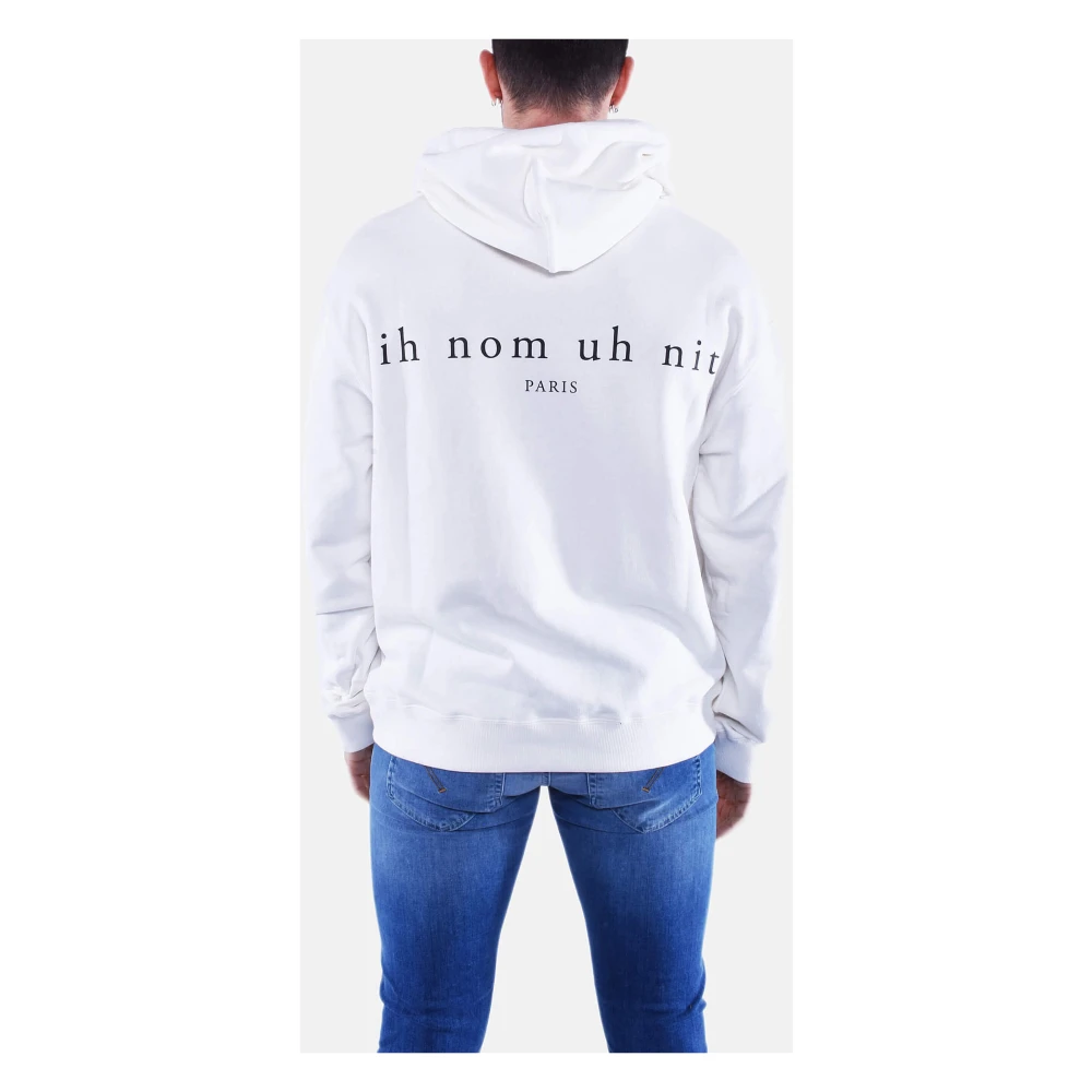 IH NOM UH NIT Katoenen Hoodie met Future Mask Logo White Heren