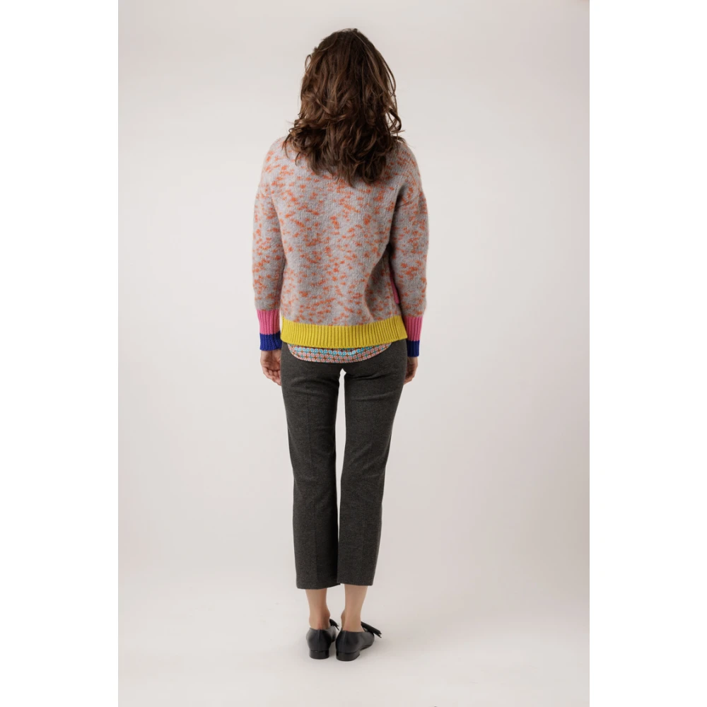 Odeeh Hoge Taille Elastische Broek Gray Dames