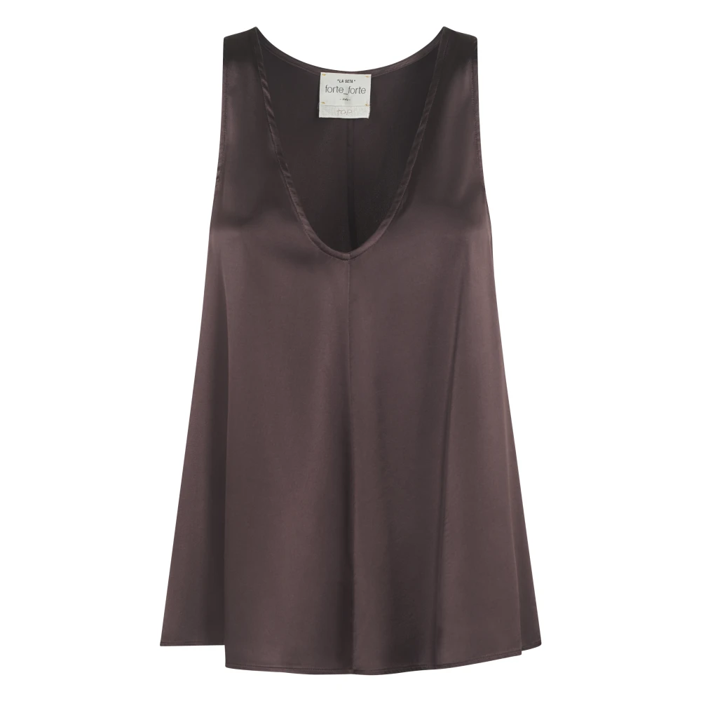 Forte Stijlvolle Zijden Top Brown Dames