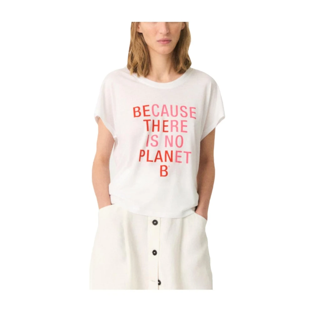 Ecoalf Women's White T-Shirts, Xs, Rio T-Shirt With Pink Letters