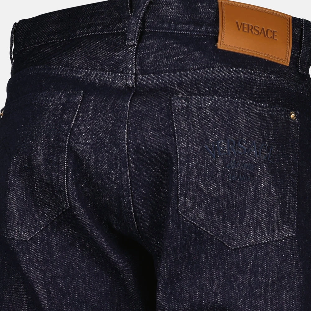 Versace Blauwe Ruwe Denim Jeans Blue Heren