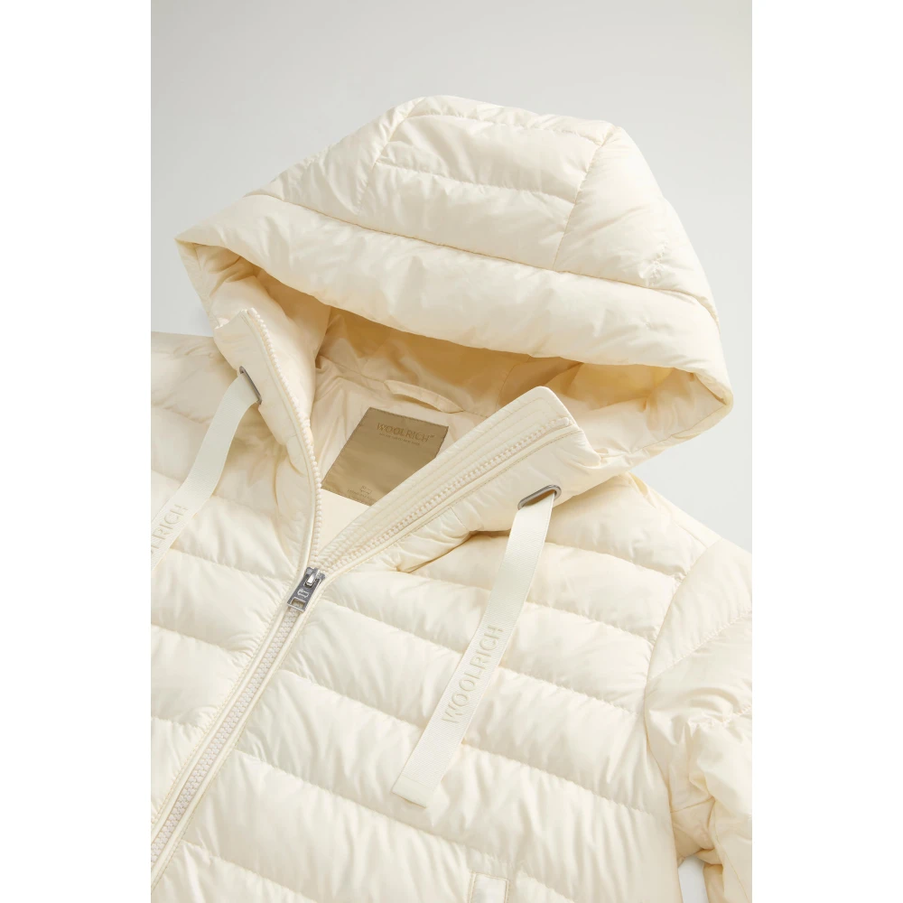 Woolrich Witte Gewatteerde Jas met Capuchon White Dames