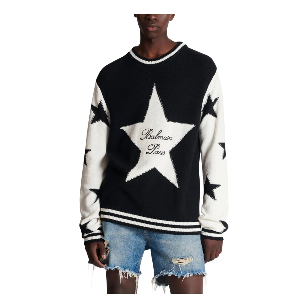 Balmain Trui met sterrenpatroon Black Heren