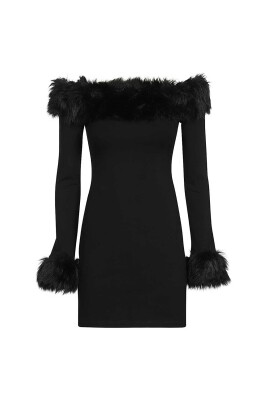 faux-fur-strapless-dress