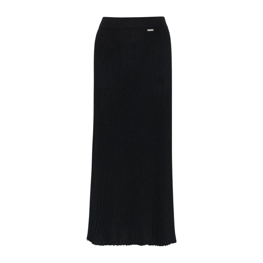 Kiton Metallic Wool Pencil Skirt Black Dames