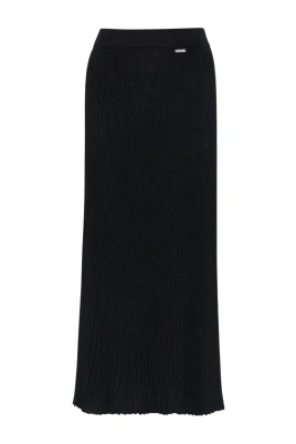 Metallic Wool Pencil Skirt