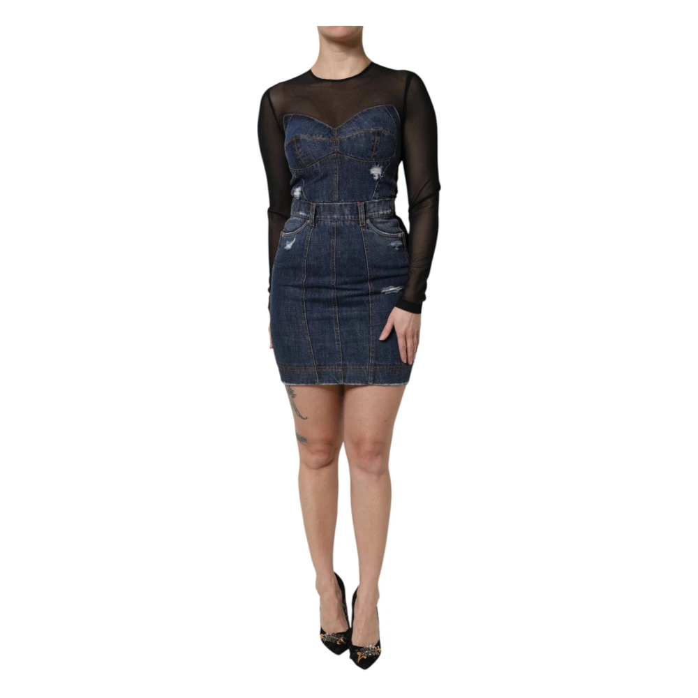 Dolce & Gabbana Femme Bleu Robes, Taille: 36 Fr Mini-Robe En Denim