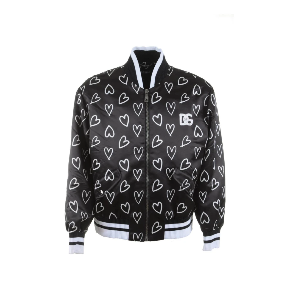 Dolce & Gabbana Black Hearts Bomber Jacket - Male - Bomber Jackets - Xl - Jackets