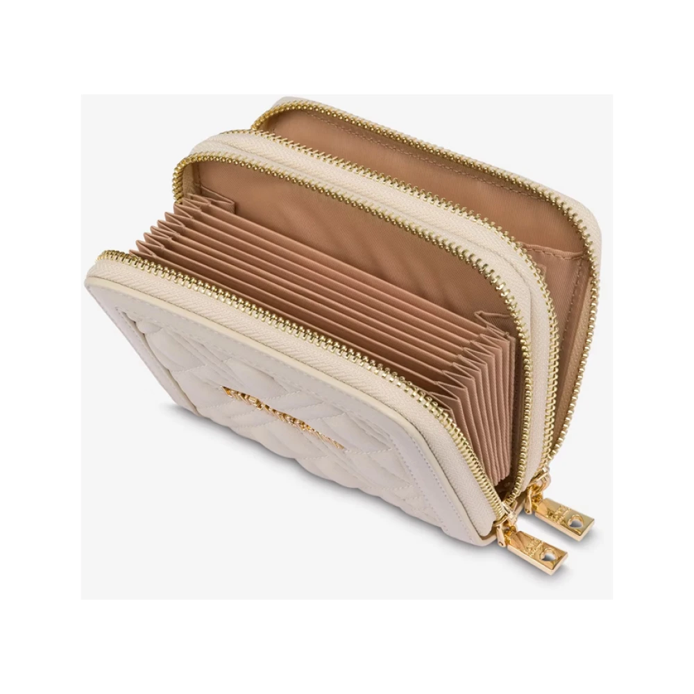 Love Moschino Goudkleurige Logo Portemonnee in Ivoor Beige Dames