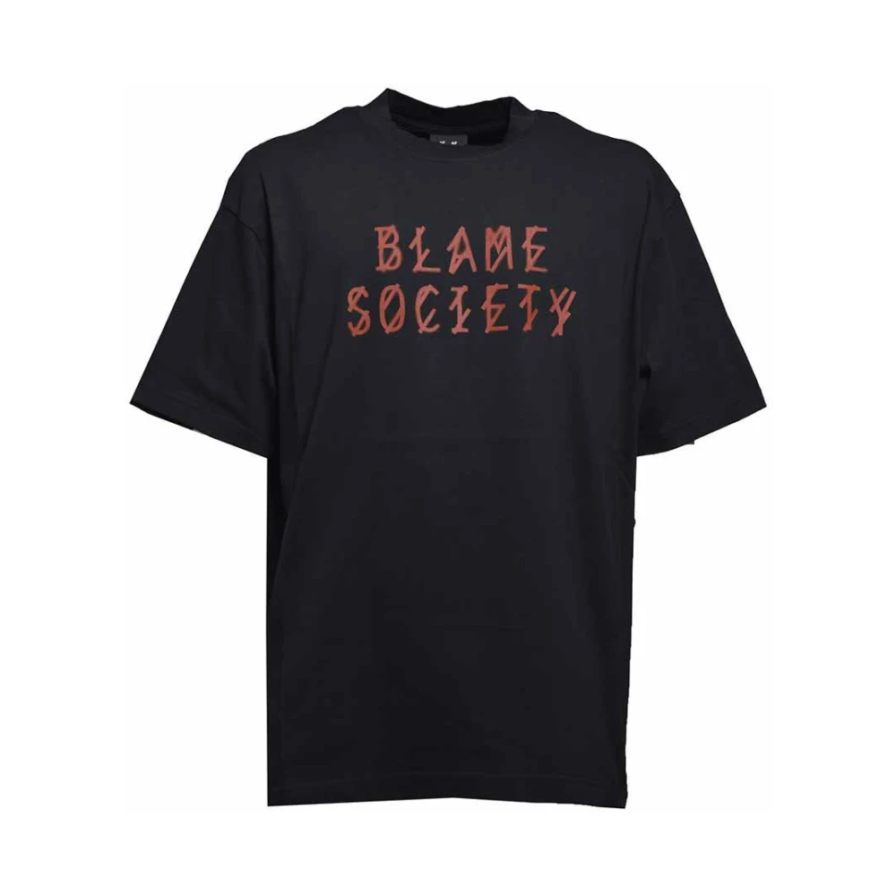 44 Label Group Svart Label T-shirt med Blame Society Tryck Black, Herr