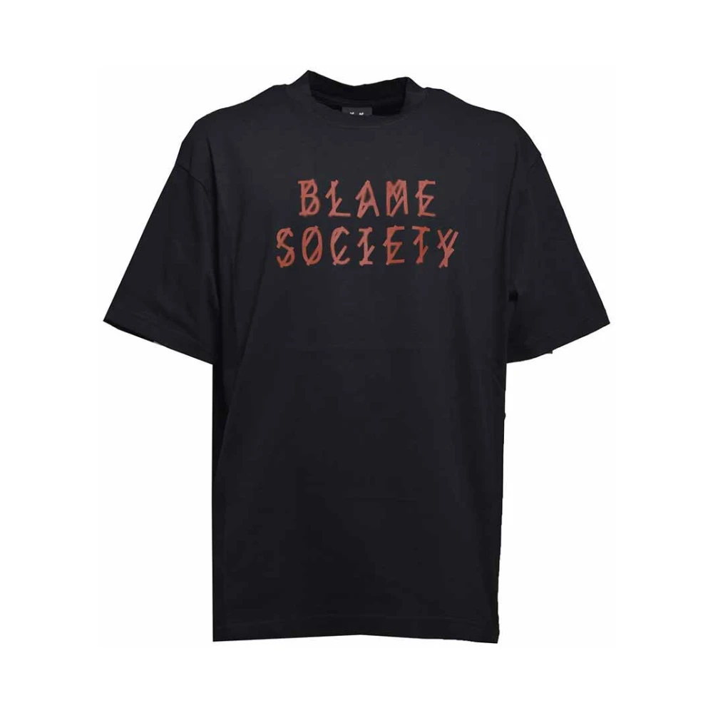 44 Label Group Zwart Label T-shirt met Blame Society Print Black Heren