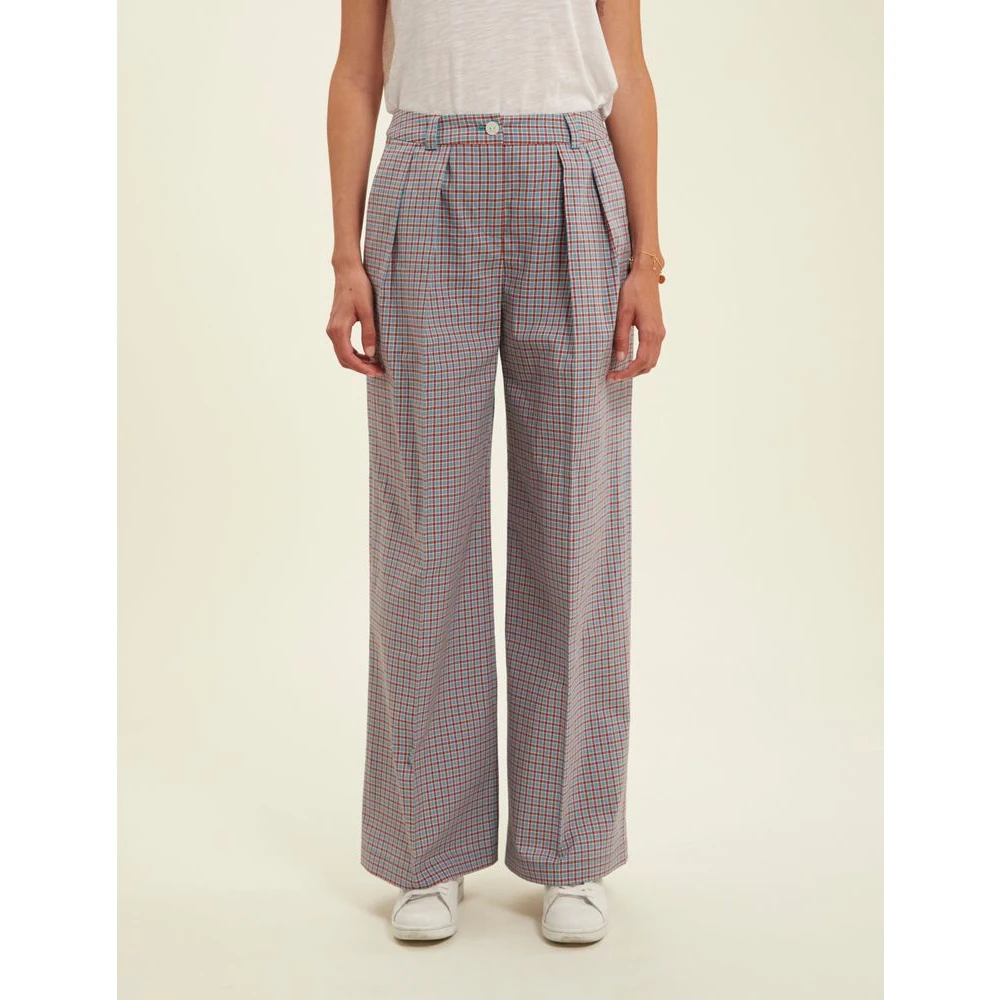 Ines De La Fressange Paris Luciano turquoise geruite broek Multicolor Dames