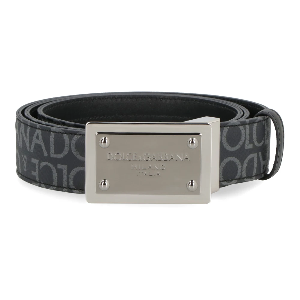 Dolce & Gabbana Omkeerbare Logo Riem Gray Heren