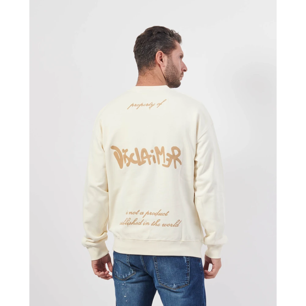 Disclaimer Witte Crewneck Sweatshirt met Lange Mouwen White Heren