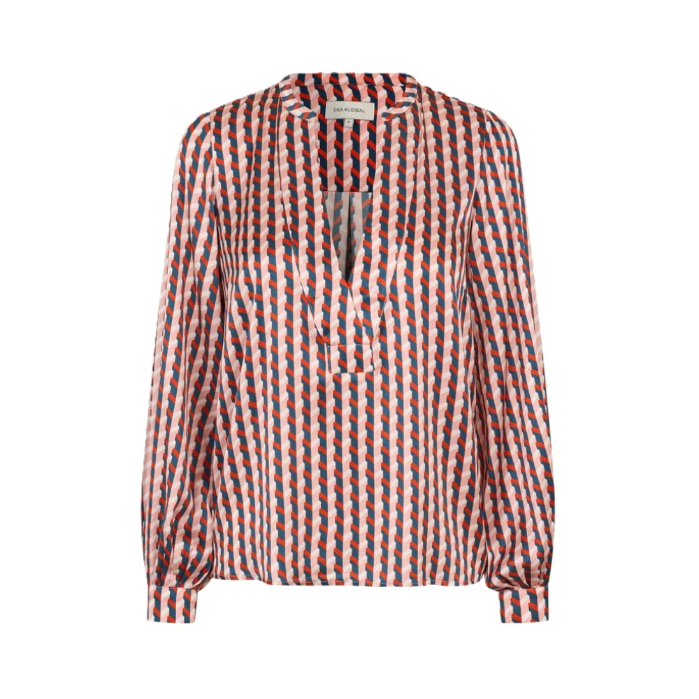 Dea Kudibal Zijden blouse met bandkraag Multicolor Dames