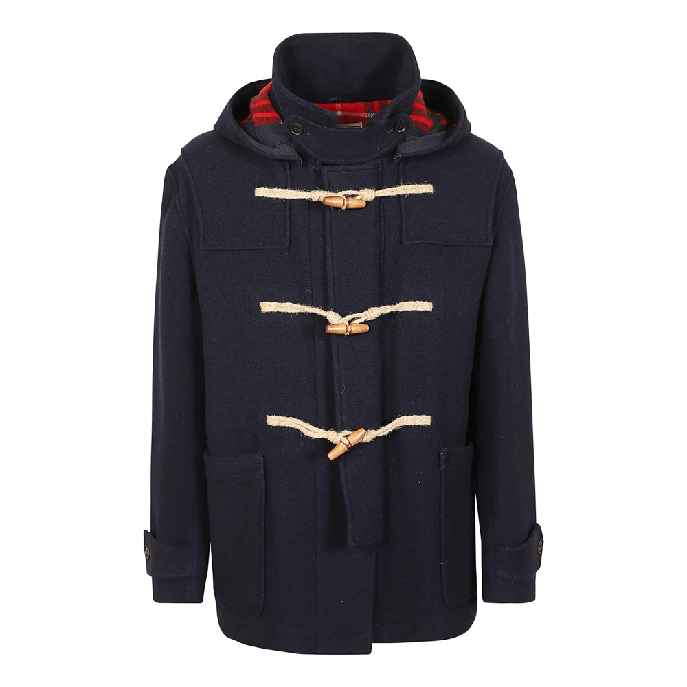 Baracuta Marineblauwe Wollen Duffle Jas met Afneembare Capuchon Blue Heren