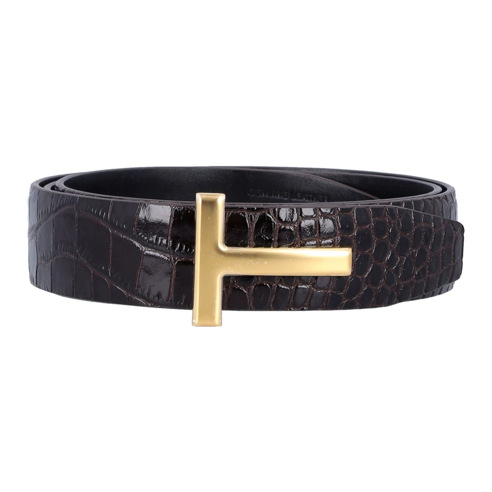 Tom Ford Krokodil Motief Espresso Riem Black Heren