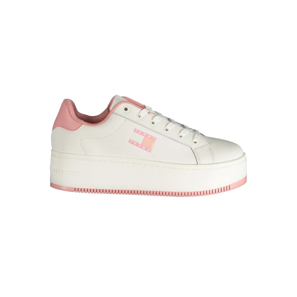 Tommy Hilfiger Women's White Rosa Polyester Sneaker With Logo Print