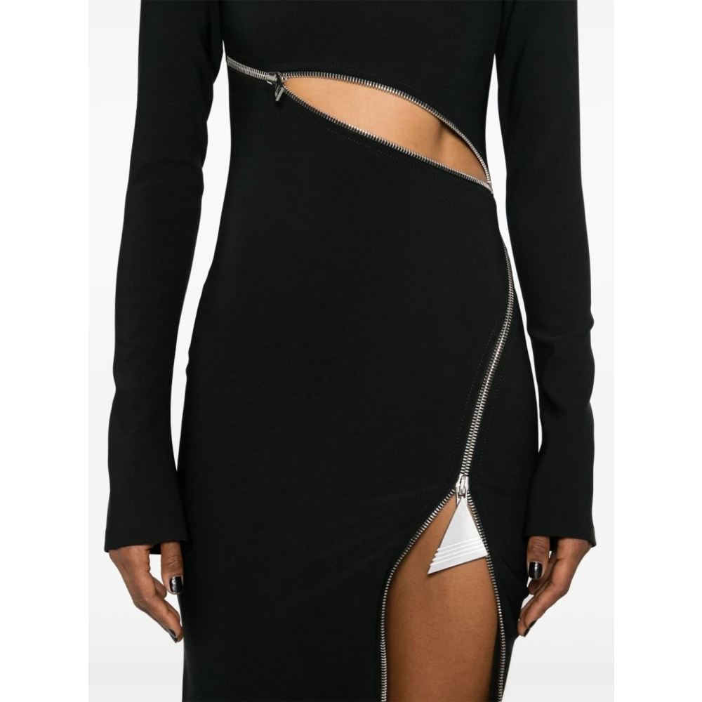 The Attico Zwarte Crepe Stretch Midi Jurk Black Dames
