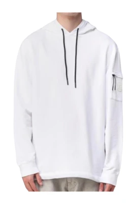 Casual bomullshoodie med logopatch