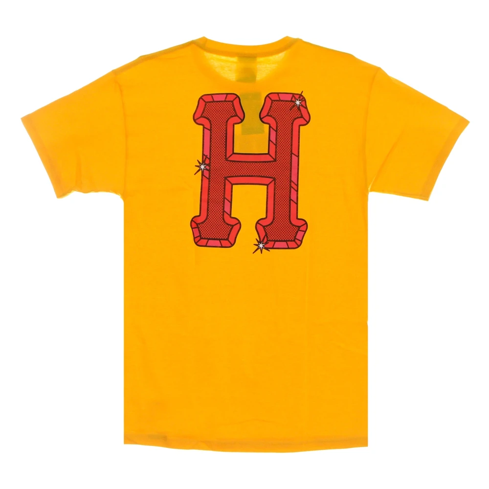 HUF Gouden Heren Tee met Logo Print Yellow Heren