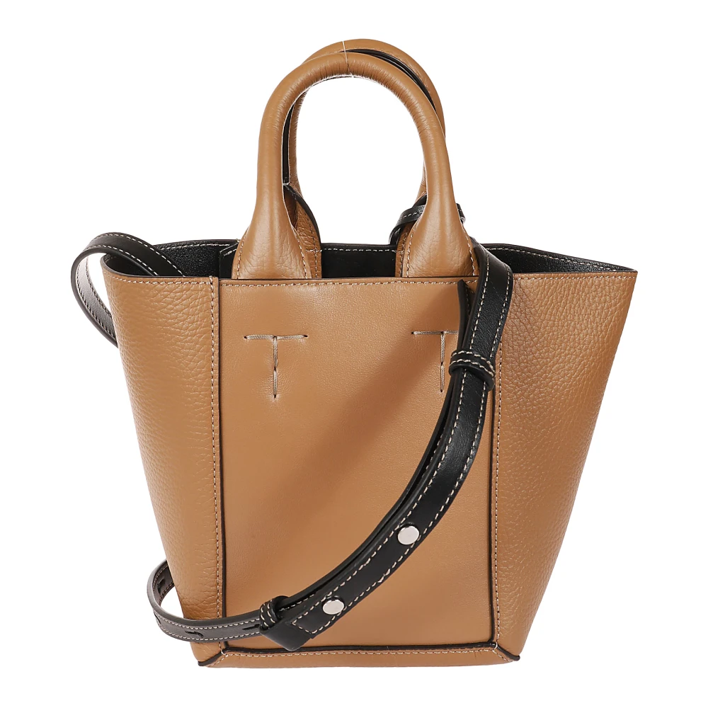 TOD'S Bruine leren tas met iconisch logo Brown Dames