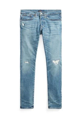 Vintage-inspirerade blå straight fit jeans