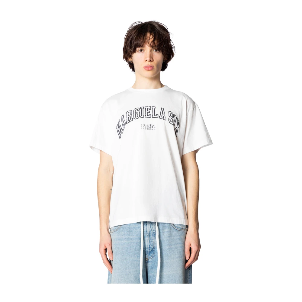 MM6 Maison Margiela Wit Varsity Print T-Shirt White Heren