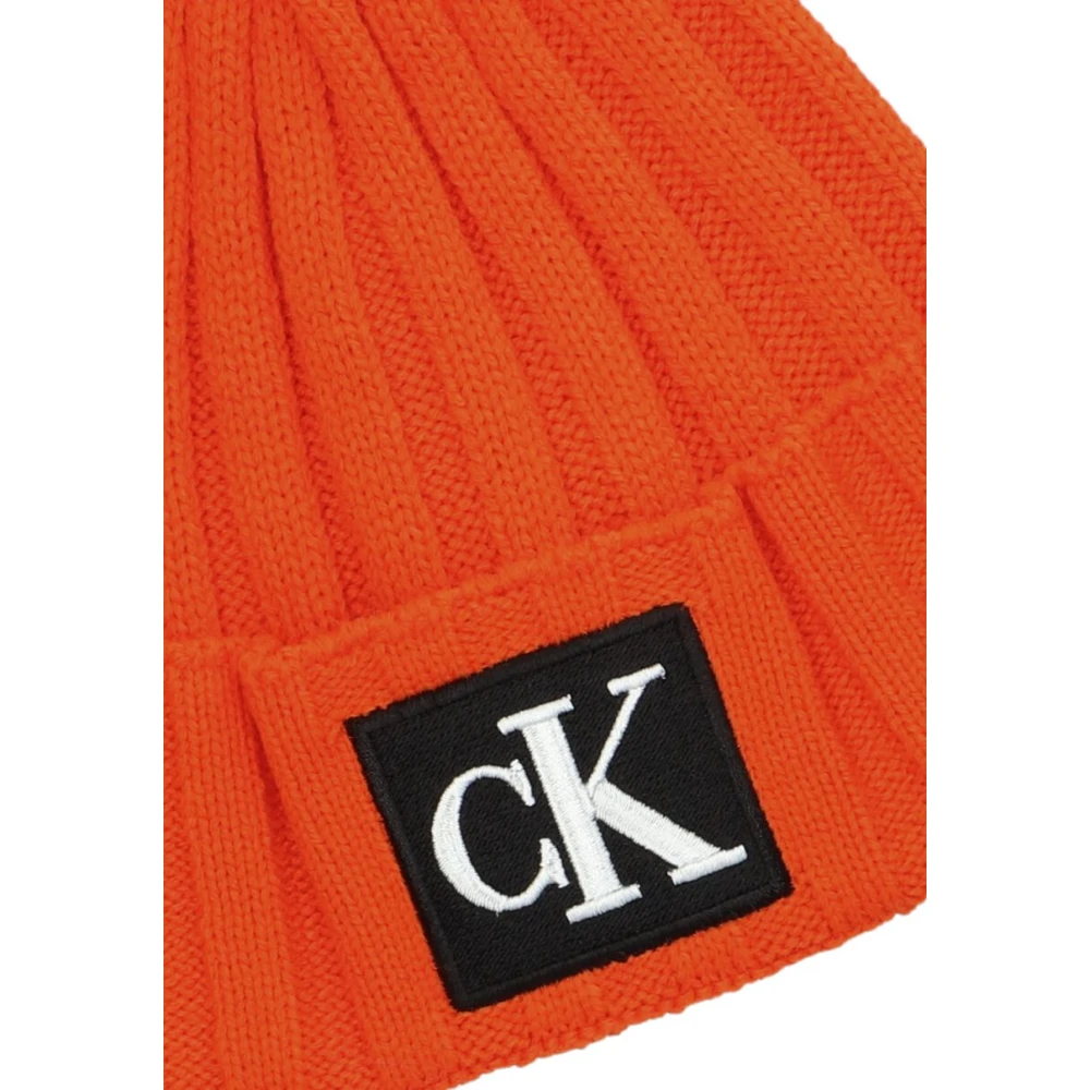 Calvin Klein Monogram Rib Beanie Rood Red Dames