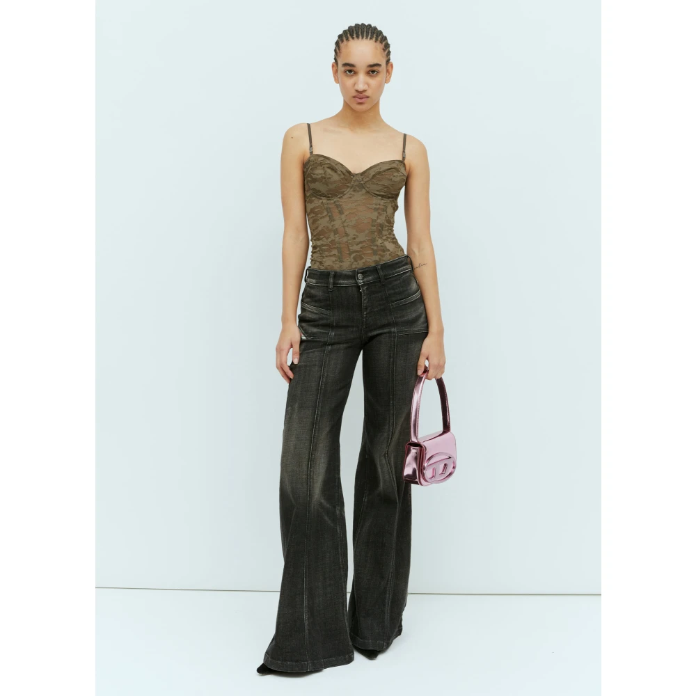 Diesel Camouflage Kant Korset Slip Top Brown Dames