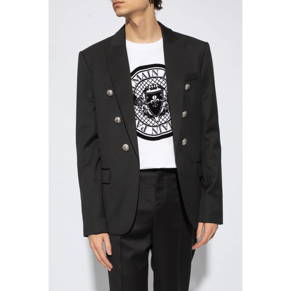 Balmain Blazer met puntige revers Black Heren